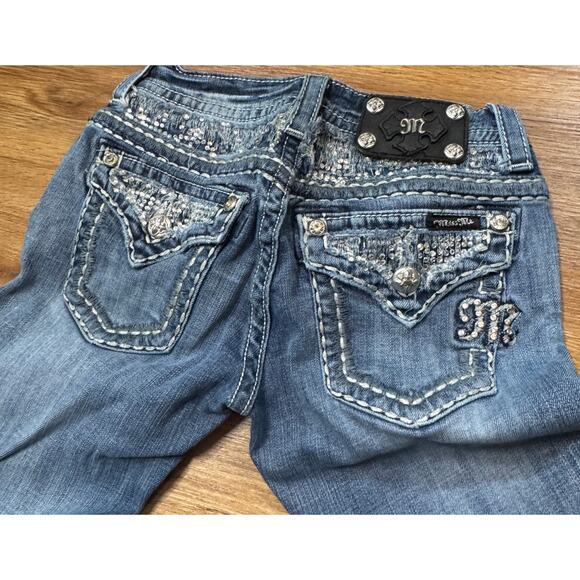 Miss Me JES641BL Boot Bootcut Jeans Bling Embroidered Size 25 - Picture 4 of 7